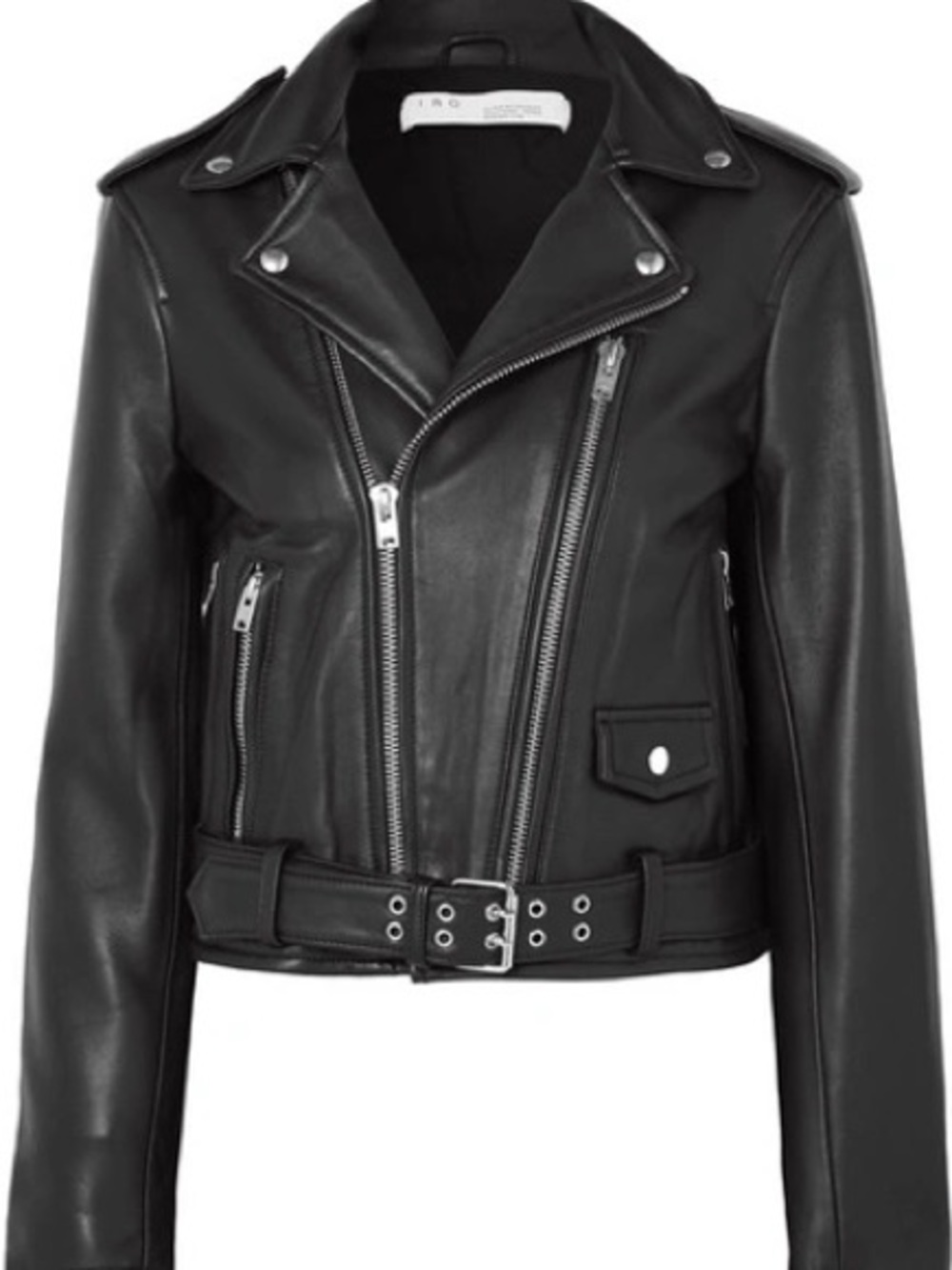 IRO Bapey Cropped Leather Moto Jacket In Black